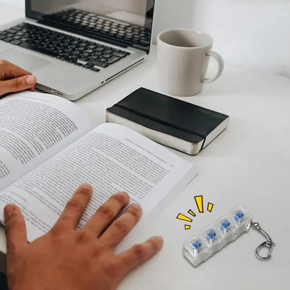 Keyboard Fidget Toy Keychain Fidget Clicker with LED Lights Stress Relief for Anxiety Decompression