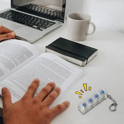 Keyboard Fidget Toy Keychain Fidget Clicker with LED Lights Stress Relief for Anxiety Decompression