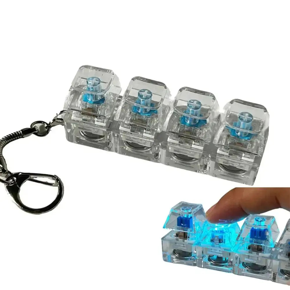Keyboard Fidget Toy Keychain Fidget Clicker with LED Lights Stress Relief for Anxiety Decompression