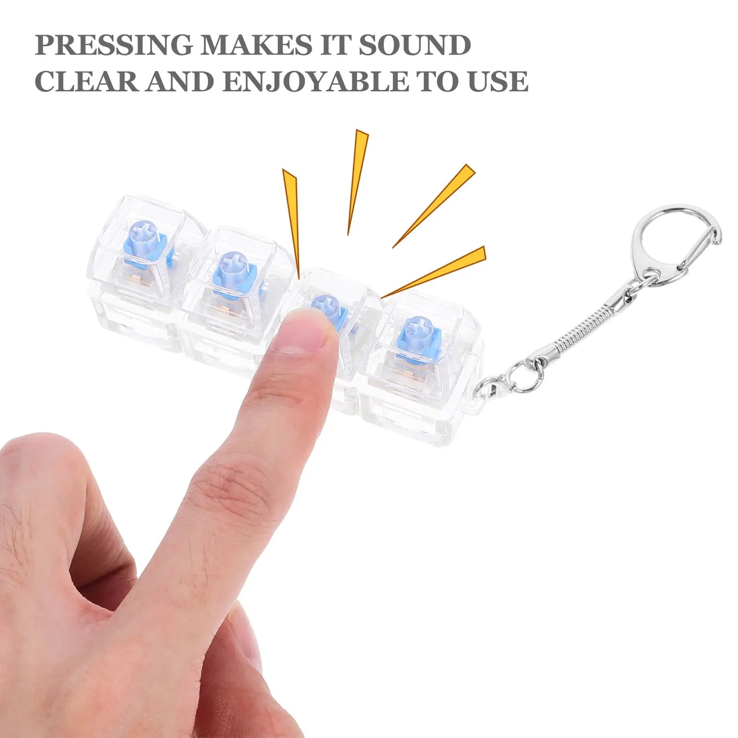 Keyboard Fidget Toy Keychain Fidget Clicker with LED Lights Stress Relief for Anxiety Decompression